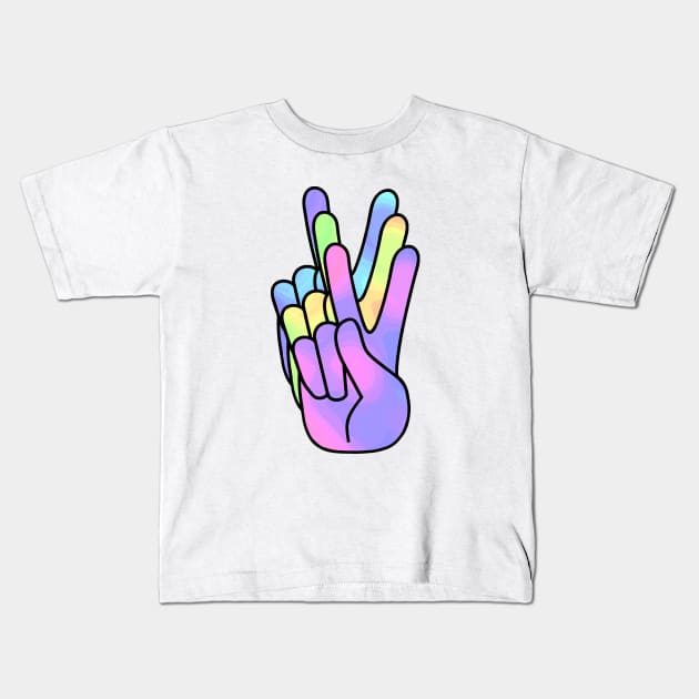 PEACE Sign Hand Kids T-Shirt by SartorisArt1